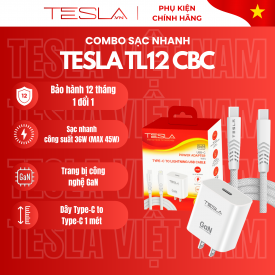 Combo sạc điện thoại Type-C to Type-C chính hãng Tesla TL12CBC